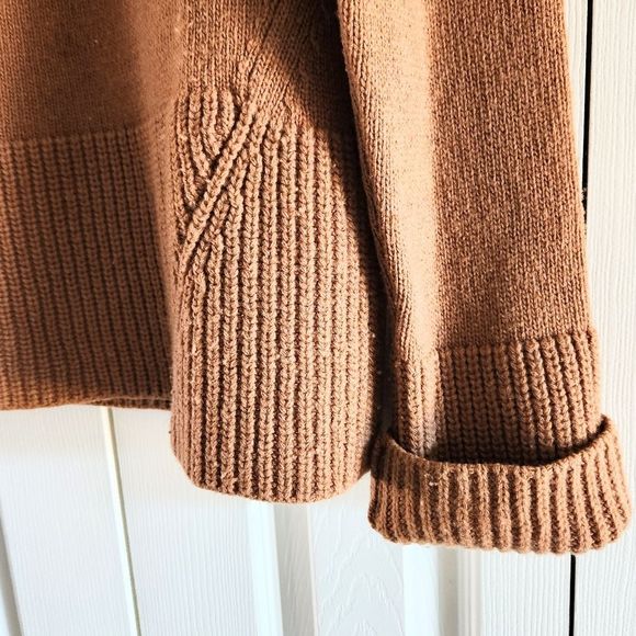 Iris & Ink Tan 💯 Merino Wool Mock Neck Sweater, XS - Picture 4 of 5